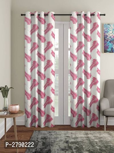 Pink Polyester Eyelet Fitting Long Door Curtains - Pack Of 2-thumb0