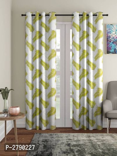 Green Polyester Eyelet Fitting Long Door Curtains - Pack Of 2-thumb0