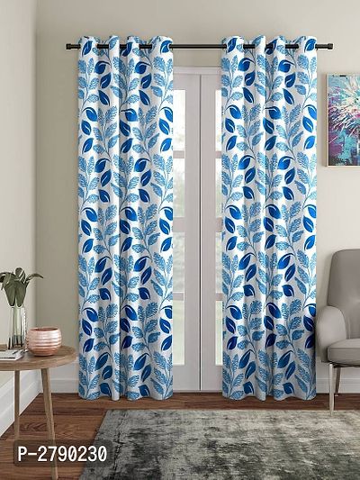 Blue Polyester Eyelet Fitting Long Door Curtain's - Pack Of 2-thumb0