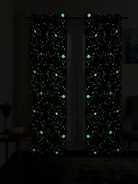 Glow in dark Room Curtain Set of 2 - (7 Feet - Door) 45" x 84"-thumb1