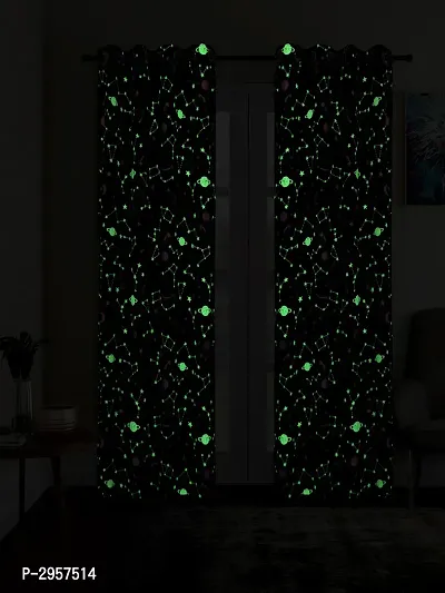 Glow in dark Room Curtain Set of 2 - (7 Feet - Door) 45" x 84"-thumb2