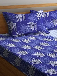 Dainty Blue Cotton Abstract Double Bedsheet with 2 Pillow Covers-thumb1