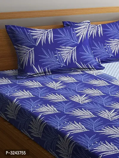 Dainty Blue Cotton Abstract Double Bedsheet with 2 Pillow Covers-thumb2