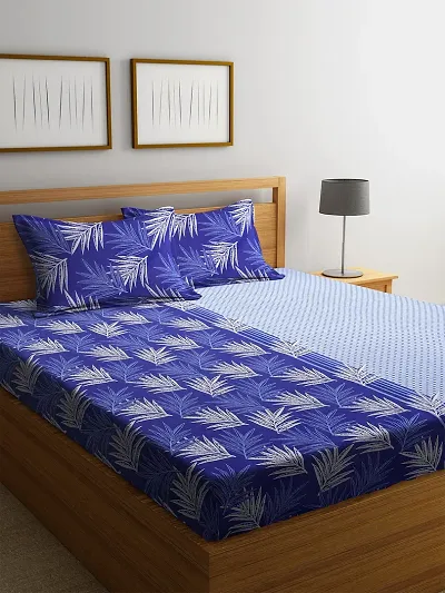 Printed Glace Cotton Double Bedsheet with 2 Pillow Cover