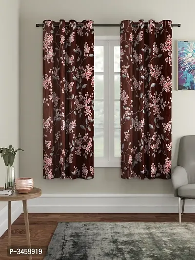 FasHome Brown Polyester Window Curtains For Your Homes