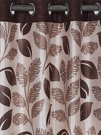 FasHome Brown Polyester Eyelet Fitting Door Curtains For Your Homes (Pack Of 2 Curtains)-thumb1