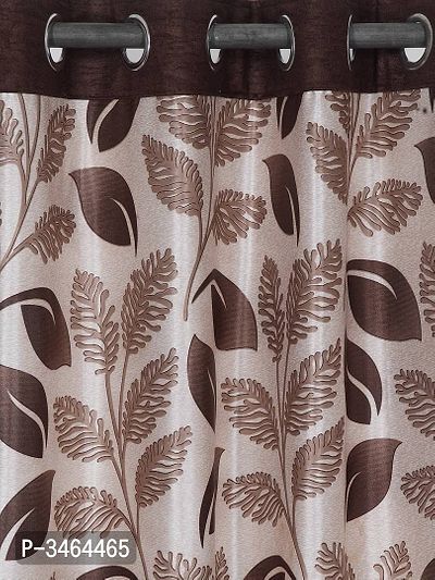 FasHome Brown Polyester Eyelet Fitting Door Curtains For Your Homes (Pack Of 2 Curtains)-thumb2