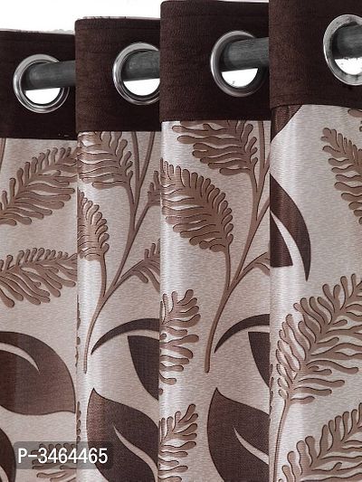 FasHome Brown Polyester Eyelet Fitting Door Curtains For Your Homes (Pack Of 2 Curtains)-thumb3