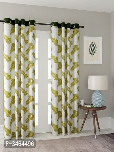 Green Polyester Eyelet Fitting Door Curtains For Your Homes (Pack Of 2 Curtains)-thumb0