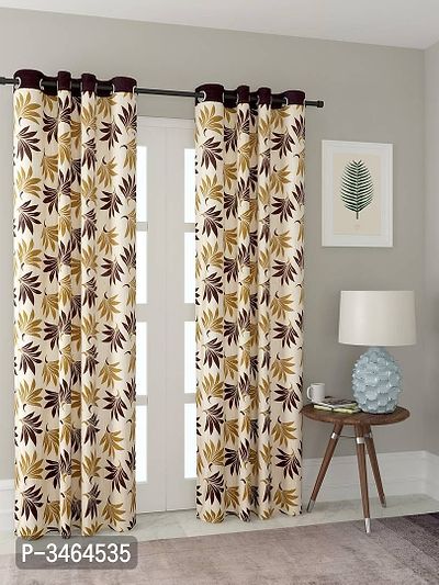 Brown Polyester Eyelet Fitting Door Curtains For Your Homes (Pack Of 2 Curtains)-thumb0