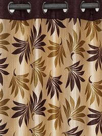 Brown Polyester Eyelet Fitting Door Curtains For Your Homes (Pack Of 2 Curtains)-thumb1