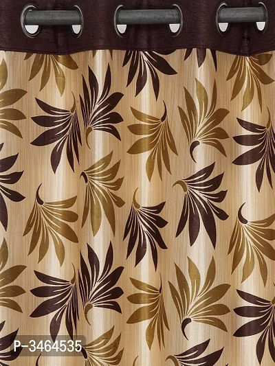 Brown Polyester Eyelet Fitting Door Curtains For Your Homes (Pack Of 2 Curtains)-thumb2