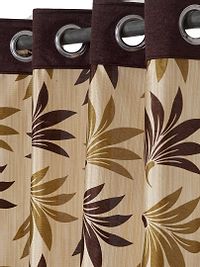 Brown Polyester Eyelet Fitting Door Curtains For Your Homes (Pack Of 2 Curtains)-thumb2