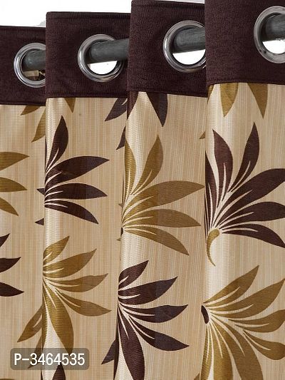 Brown Polyester Eyelet Fitting Door Curtains For Your Homes (Pack Of 2 Curtains)-thumb3