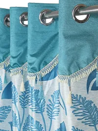 Blue Polyester Eyelet Fitting Door Curtains For Your Homes (Pack Of 2 Curtains)-thumb2