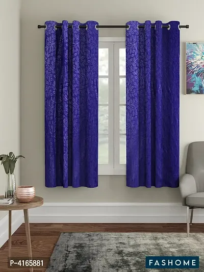 Fashome Pack of 2 Beautiful  Blue Polyester Eyelet Fitting Windows Curtain (5 Feet)