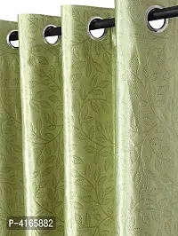 Fashome Pack of 2 Beautiful  Green Polyester Eyelet Fitting Windows Curtain (5 Feet)-thumb1