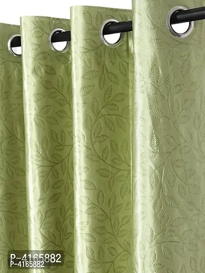 Fashome Pack of 2 Beautiful  Green Polyester Eyelet Fitting Windows Curtain (5 Feet)-thumb2