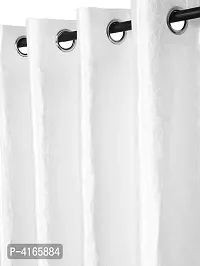 Fashome Pack of 2 Beautiful  White Polyester Eyelet Fitting Windows Curtain (5 Feet)-thumb1