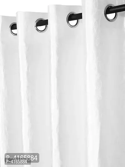 Fashome Pack of 2 Beautiful  White Polyester Eyelet Fitting Windows Curtain (5 Feet)-thumb2