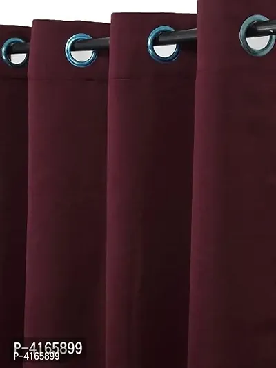 Fashome Pack of 2 Beautiful  Maroon Polyester Eyelet Fitting Windows Curtain (5 Feet)-thumb3