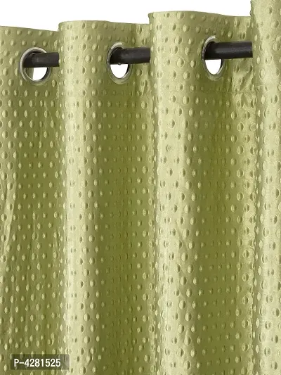 FasHome Modern Green Polyester Polka Dot Printed Door Curtain (Pack Of 2)-thumb2