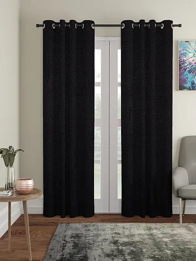 FasHome Modern Polyester Door Curtain (Pack Of 2)