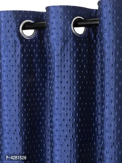 FasHome Modern Blue Polyester Polka Dot Printed Door Curtain (Pack Of 2)-thumb2