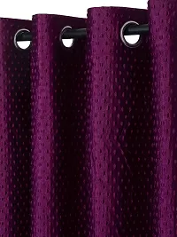 FasHome Modern Purple Polyester Polka Dot Printed Door Curtain (Pack Of 2)-thumb1