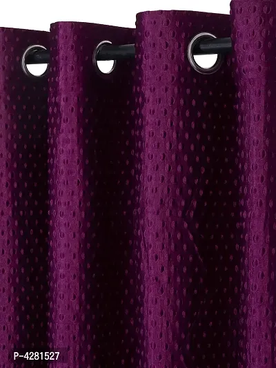 FasHome Modern Purple Polyester Polka Dot Printed Door Curtain (Pack Of 2)-thumb2