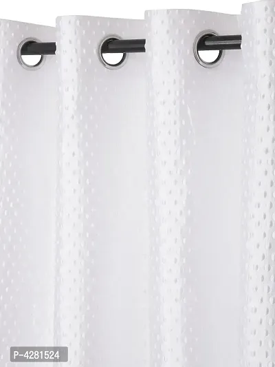 FasHome Modern White Polyester Polka Dot Printed Door Curtain (Pack Of 2)-thumb2