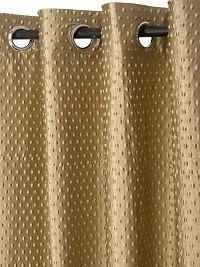 FasHome Modern Brown Polyester Polka Dot Printed Door Curtain (Pack Of 2)-thumb1