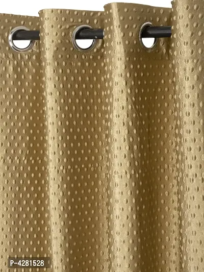 FasHome Modern Brown Polyester Polka Dot Printed Door Curtain (Pack Of 2)-thumb2