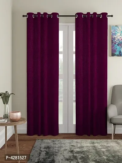 FasHome Modern Purple Polyester Polka Dot Printed Door Curtain (Pack Of 2)