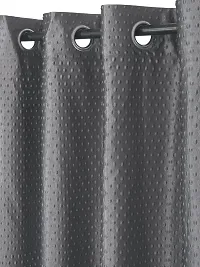FasHome Modern Grey Polyester Polka Dot Printed Door Curtain (Pack Of 2)-thumb1