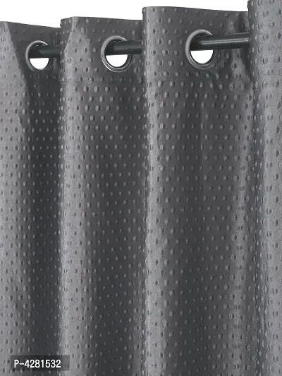 FasHome Modern Grey Polyester Polka Dot Printed Door Curtain (Pack Of 2)-thumb2