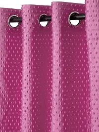 FasHome Modern Pink Polyester Polka Dot Printed Door Curtain (Pack Of 2)-thumb1