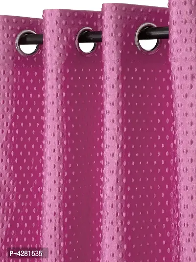 FasHome Modern Pink Polyester Polka Dot Printed Door Curtain (Pack Of 2)-thumb2