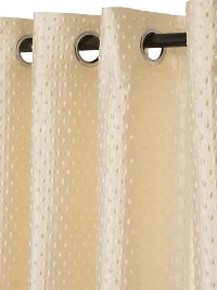 FasHome Modern Beige Polyester Polka Dot Printed Door Curtain (Pack Of 2)-thumb1