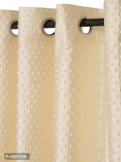 FasHome Modern Beige Polyester Polka Dot Printed Door Curtain (Pack Of 2)-thumb2