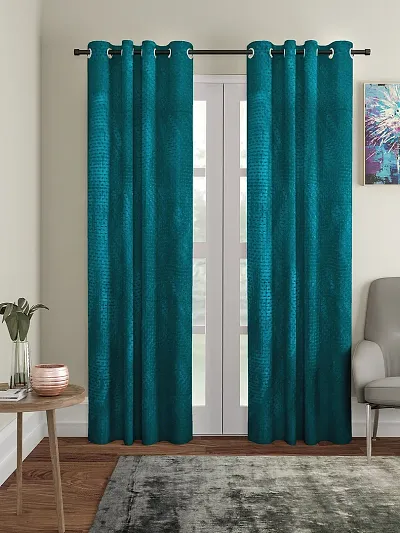 Polyester Eyelet Fitting Door Curtain (7 Feet)- Pack of 2