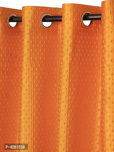 Modern Orange Polyester Polka Dot Printed Door Curtain (Pack Of 2)-thumb2