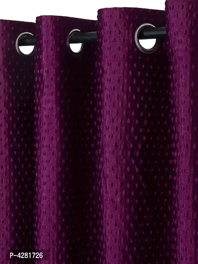 FasHome Premium Purple Polyester Polka Dot Printed Window Curtain (Pack Of 2)-thumb2