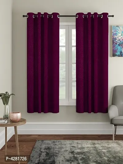 FasHome Premium Purple Polyester Polka Dot Printed Window Curtain (Pack Of 2)-thumb0