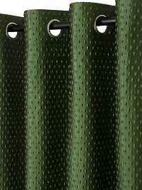 FasHome Premium Green Polyester Polka Dot Printed Window Curtain (Pack Of 2)-thumb1