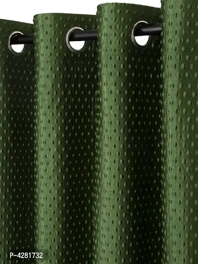 FasHome Premium Green Polyester Polka Dot Printed Window Curtain (Pack Of 2)-thumb2