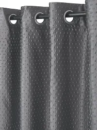 FasHome Premium Grey Polyester Polka Dot Printed Window Curtain (Pack Of 2)-thumb1