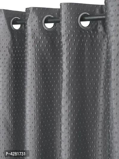 FasHome Premium Grey Polyester Polka Dot Printed Window Curtain (Pack Of 2)-thumb2