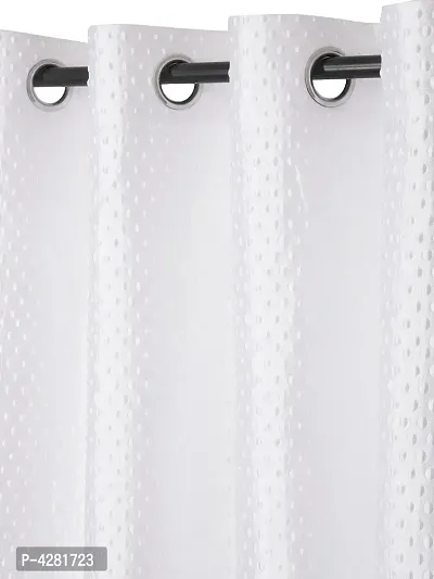 FasHome Premium White Polyester Polka Dot Printed Window Curtain (Pack Of 2)-thumb2