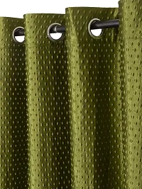 FasHome Premium Green Polyester Polka Dot Printed Window Curtain (Pack Of 2)-thumb1